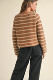 MIOU MUSE Striped Tie Front Cardigan